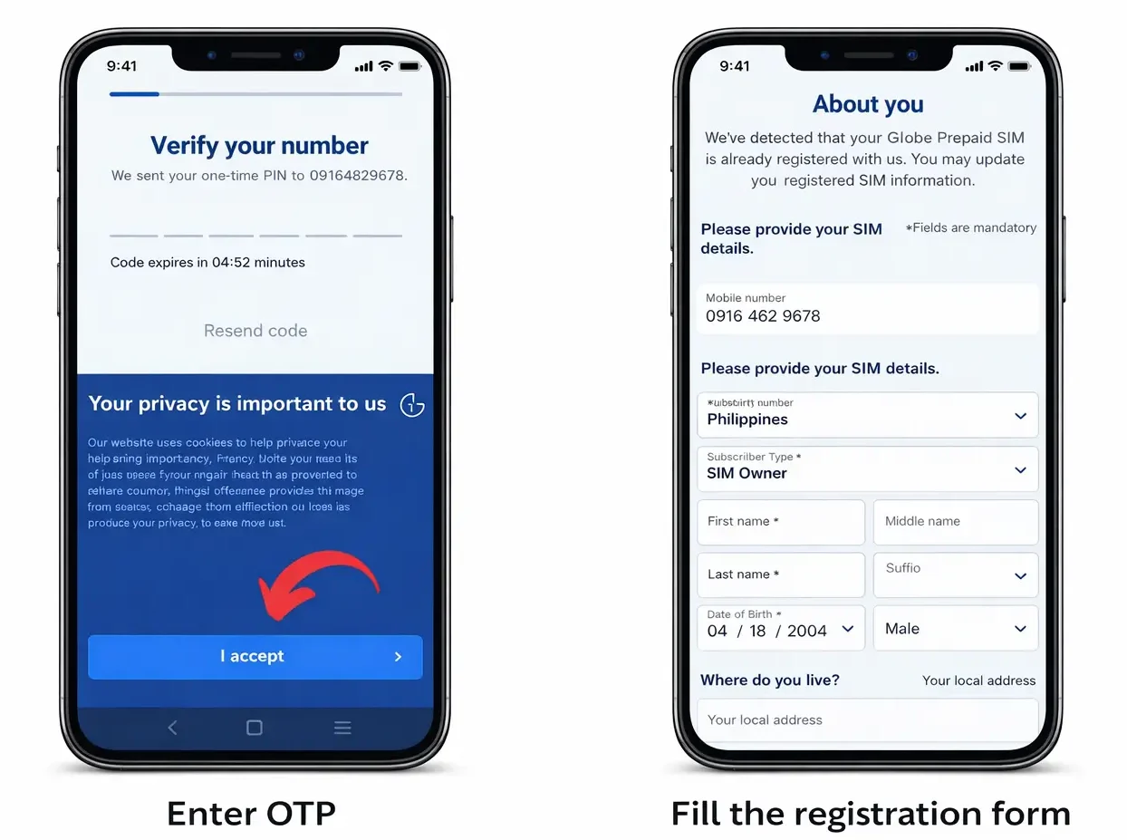 Register Globe SIM Through the GlobeOne App